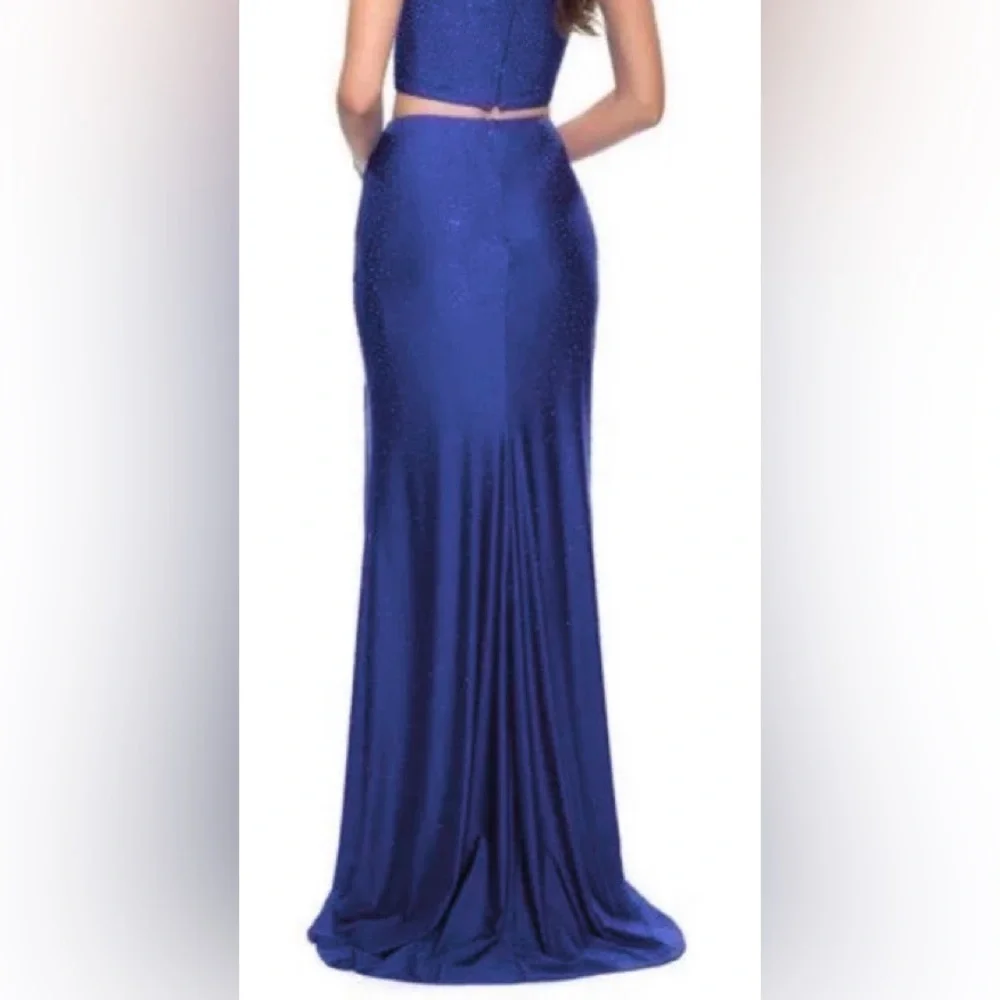 La Femme Royal Blue Rhinestone Jersey Skirt Size 6 NWT